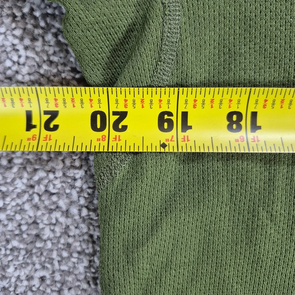 VTG The North Face‎ Pullover Mens Medium Green 1/4 Zip Waffle Knit Made in USA